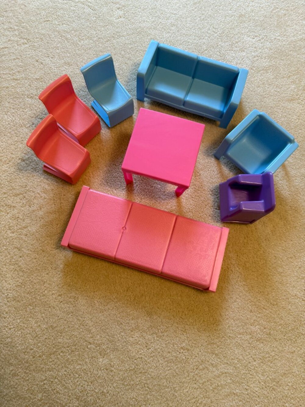 Vintage Mattel Barbie Doll Furniture - chairs, daybed, table, salon chair (8)